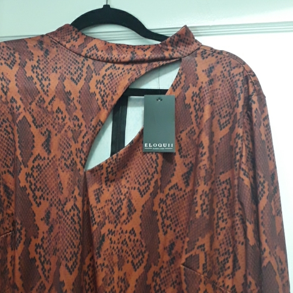 Eloquii The Hendrix Burnt Orange Sleek Snakeskin Print Bodycon  Cutout D… - Picture 7 of 10